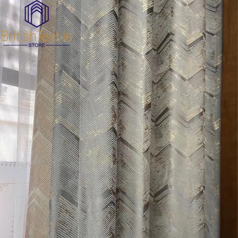 Fashion Luxury Curtains for Living Dining Room Bedroom Gold Jacquard Minimalist Curtain Blackout Elegant European Thicken Hall