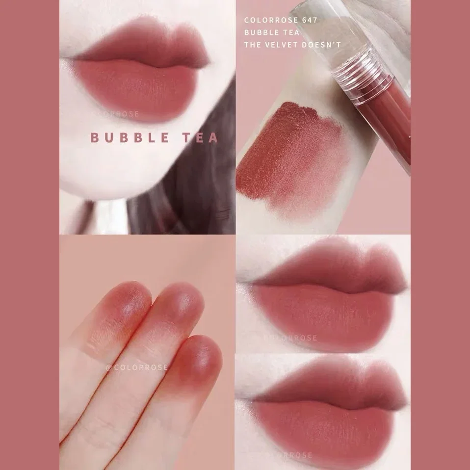 Free Shipping Colorrose Lip Lacquer Velvet Matte Cheap Lipstick Rotten Tomato Milk Tea Cameo Brown