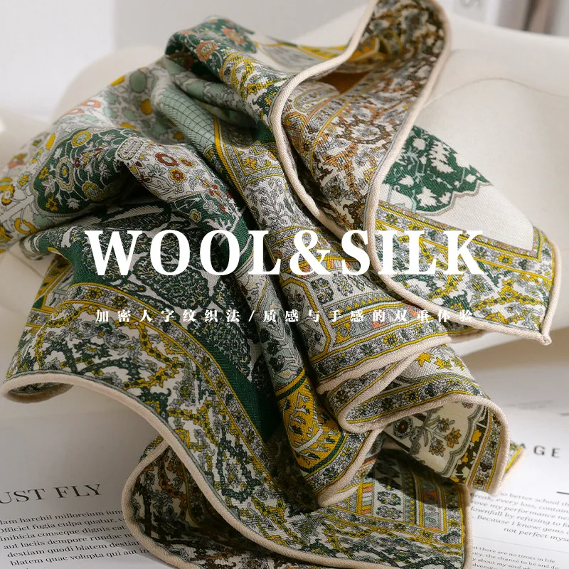 

70% шерсть, 30% натуральный шелковый шарф, женские шали, платки, шарфы высокого качества, пашмина, женский хиджаб, бандана, платок bufanda, новый