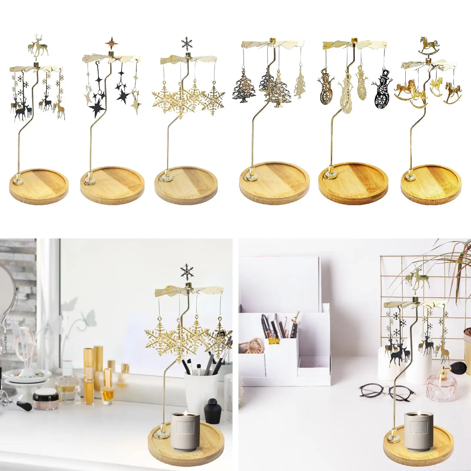Drehbarer Kerzenhalter, Ornament, Geschenk, Heimdekoration, Tischdekoration, drehbar