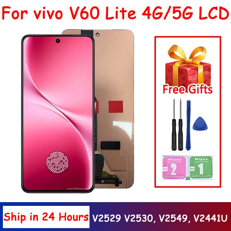 6.77" AMOLED For vivo V60 Lite 4G V2530 LCD Touch Screen Digitizer Assembly For vivo V60Lite 5G LCD V2529 Display