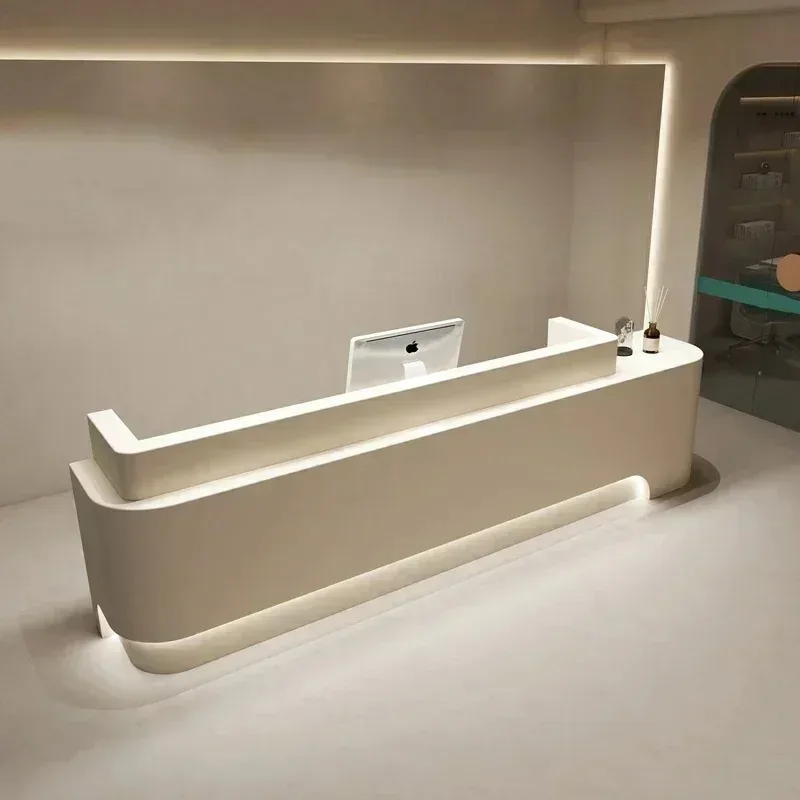 Modern Reception Desk with Counter, Commercial Reception Desk Retail Counter Checkout Front Desk for Office Lobby Salon