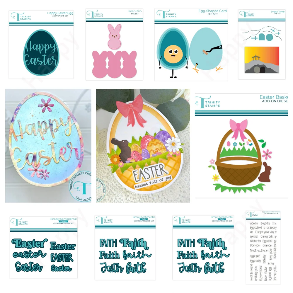 

Happy Easter Egg Add Die Metal Cutting Dies And Clear Stamps For DIY Scrapbook Stamps Album Craft Paper Card Decoration