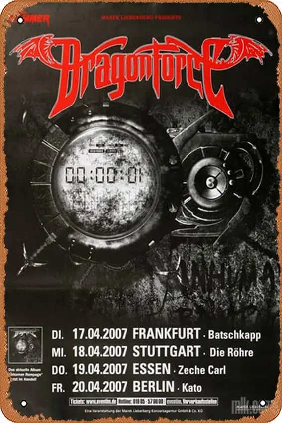DragonForce - Ground Pound, Tour 2007 - Konzertplakat Plaque Poster Metal Tin Sign ; Vintage Retro Wall Decor