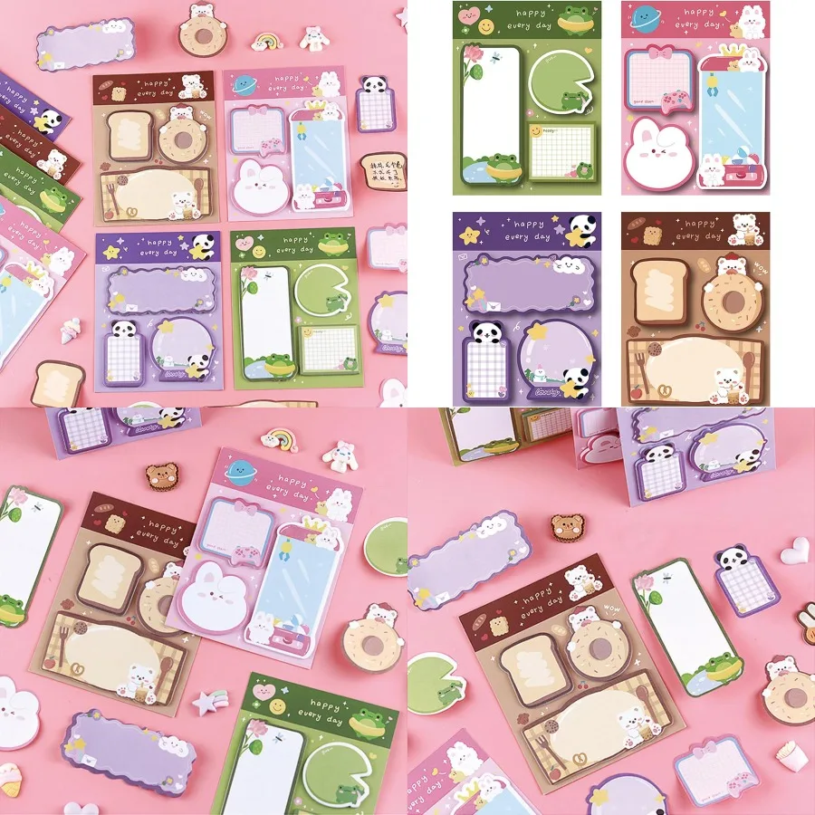 

4 Pack Cute Sticky Notes Cartoon Animal Sticky Memo Pads Kawaii Small Self-Stick Memo Note Pad for Office and School Use Adorab