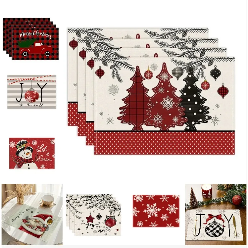 Tischset mit Weihnachtskugel-Gittermuster, Frohe Weihnachten, bedruckte Tischset, geeignet für Restaurant, Party, Dekoration, Zuhause, Tischset
