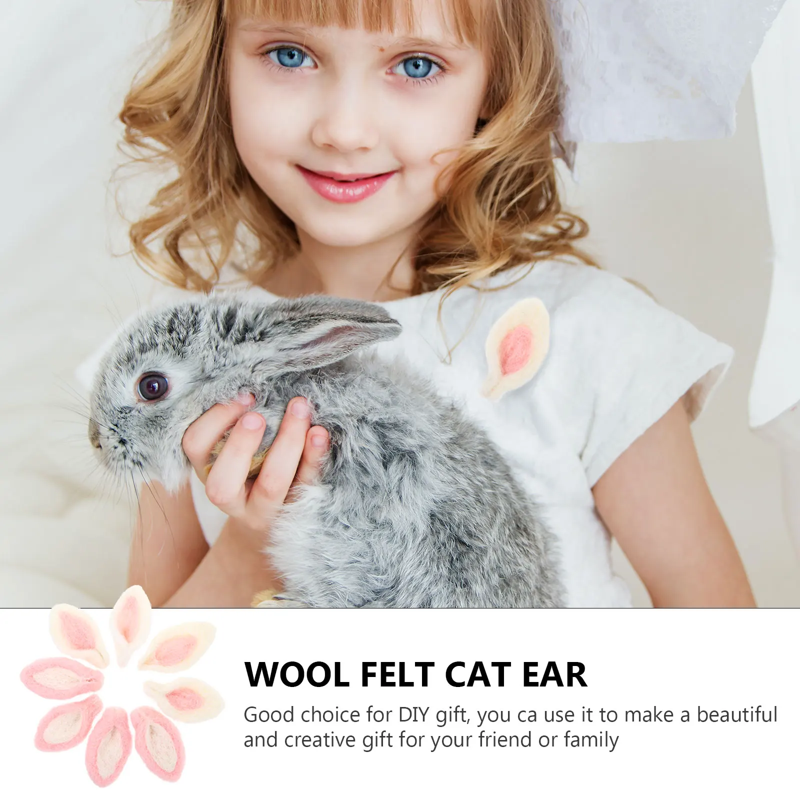 

8pcs Felt Cat Ear Rabbit Ears DIY Craft Decoration Accessories Pink Felt Cat Ear Craft White Hat Decor for Baby Room Gifts