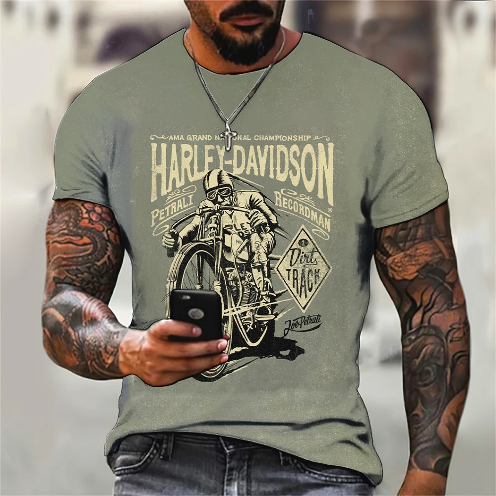 Men's crew neck T-shirt top, 3D vintage style printed men's shirt summer short sleeve T-shirt men's jumper, father and son