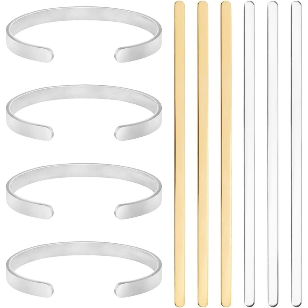 

6Pcs 2 Colors Bracelet Stamping Blank Stainless Steel Bangle Blank Strips Metal Stamp Bracelets Making Kit for DIY making kit