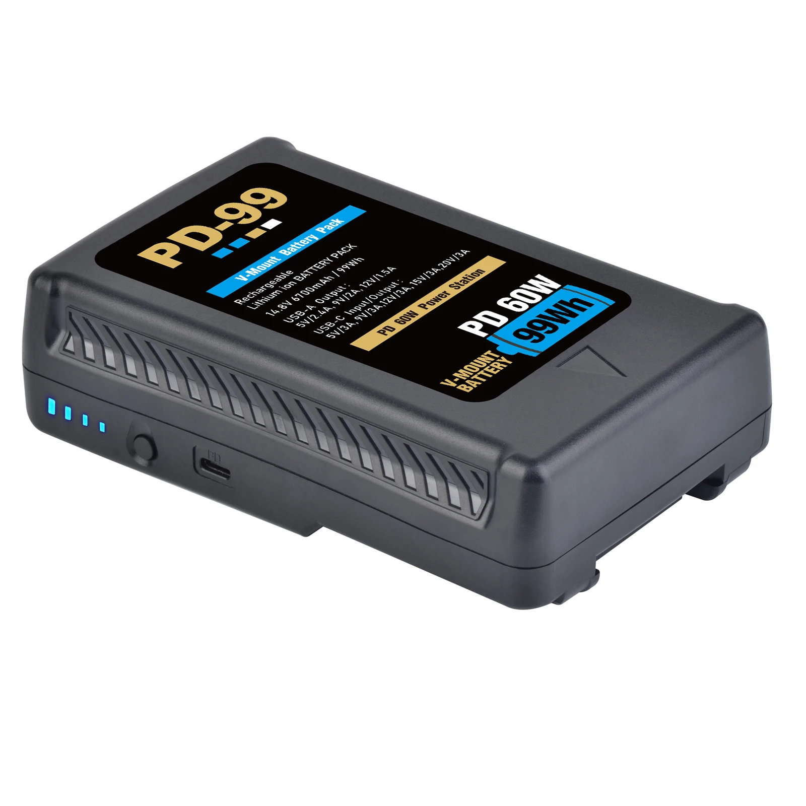 

V-Mount Battery V Lock PD-99 Portable Bateria with PD 65W USB-C Cable for Camcorder Camera Video Broadcast LED Light Blackmagic