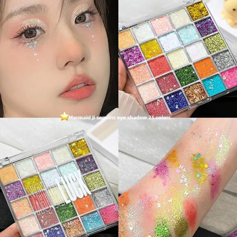 16/25Colors Glitter Eyeshadow Palette Shimmer Multicolor Mermaid Sparkle Face Body Sequin Makeup Party Finish Makeup Stage T5I8