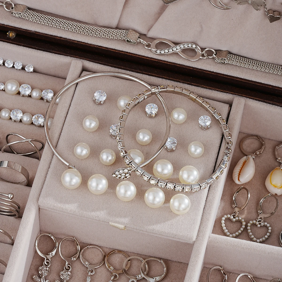 73 Pcs/Set Elegant Pearl Jewelry Sets For Women Fashion Simple Heart Butterfly Conch Crystal Necklace Bracelet Earring Ring Sets view 3