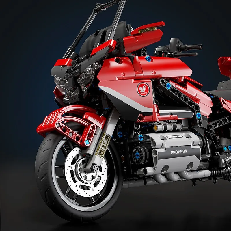 Technical Scale Japan Motorcycle Hondas Gold Wing 1800 Moc Building Block Gl1800 Model Bricks Toys Collection For Boys Gifts