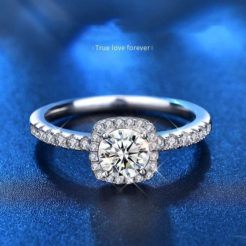 KNRIQUEN 1ct D Color 18K Gold Plated 925 Sterling Silver Moissanite Ring Diamond Test Passed Jewelry With GRA