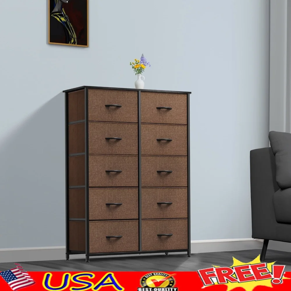 

10 Drawer Fabric Storage Chest Organizer Easy Assembly Versatile Dresser Unit Perfect Bedroom Living Room