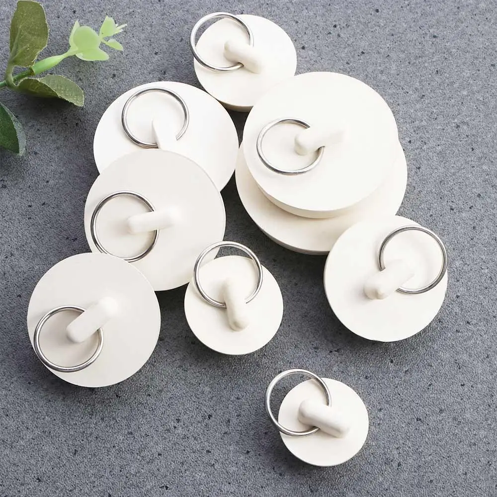 Multipurpose White Leak-proof Kitchen Anti-odor Pull Ring Design Bathroom Amenities Sink Stopper Drain Plug Floor Drain Plug