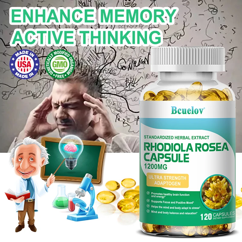 Rhodiola Rosea Supplement 1200 mg, Vegan Capsules (3% Salidroside, 3% Rhodiola Rosea Extract) for Performance, Calm