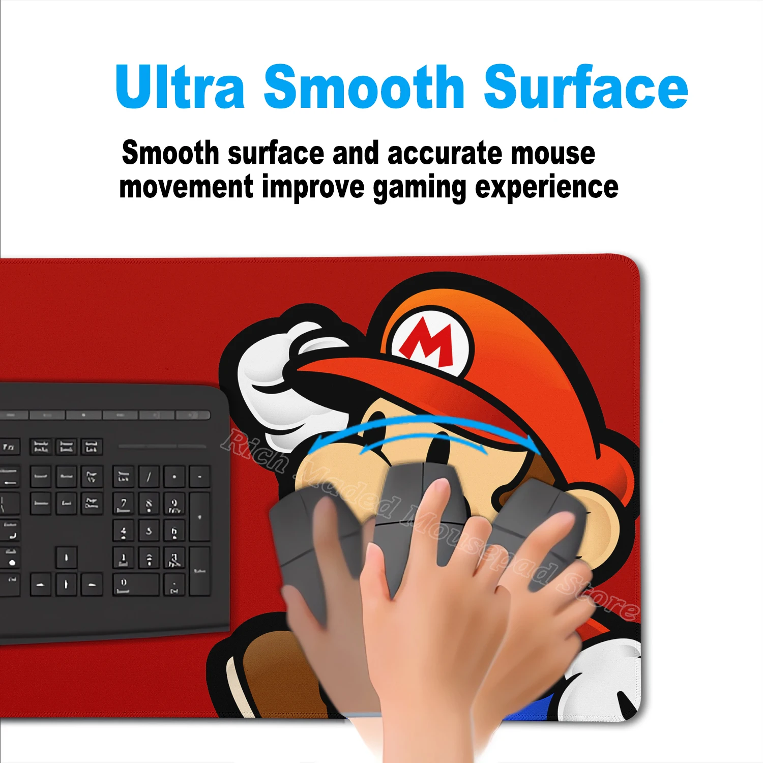 Большой игровой коврик для мыши Super M-Marioes Коврик для мыши HD с принтом Компьютерные геймеры с запирающимся краем XXL 900x400 мм Клавиатура ПК Килимок для киберспорта