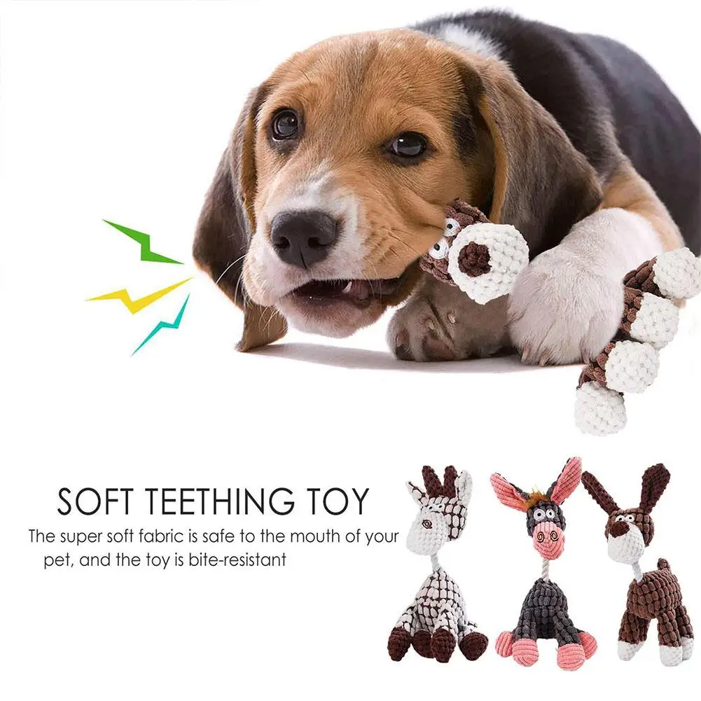 Dog Interactive Toy Animal Donkey Shape Increases Pet Play Fun Suitable For Teething Pets Corduroy Material Dog Squeak Toy K9N2