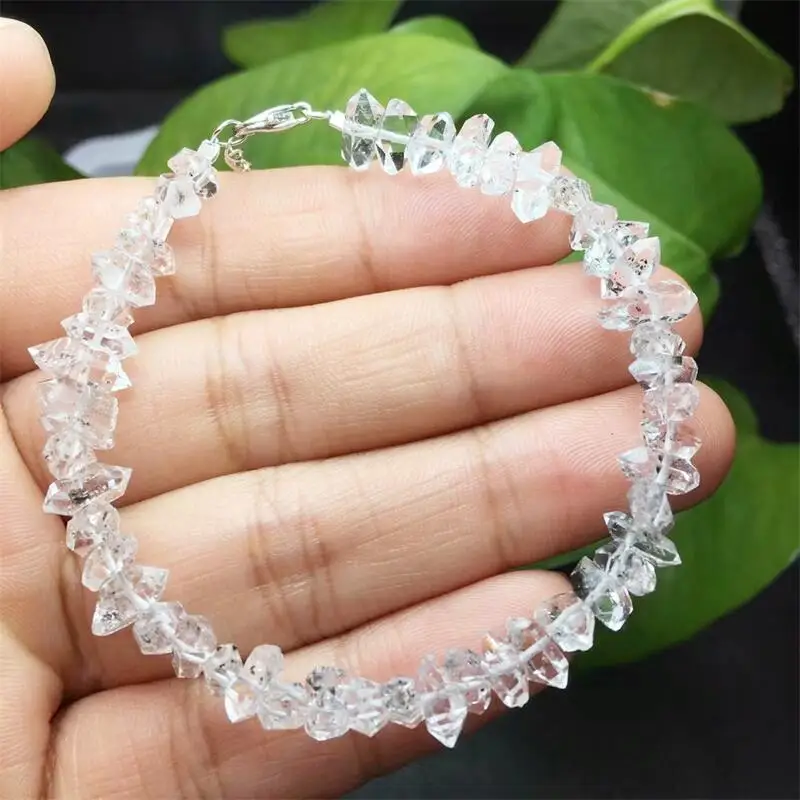 Natural Herkimer Diamond Bracelet Handmade Crystal Healing Reiki Jewelry Stretch Bangle Children Birthday Gift 1pcs