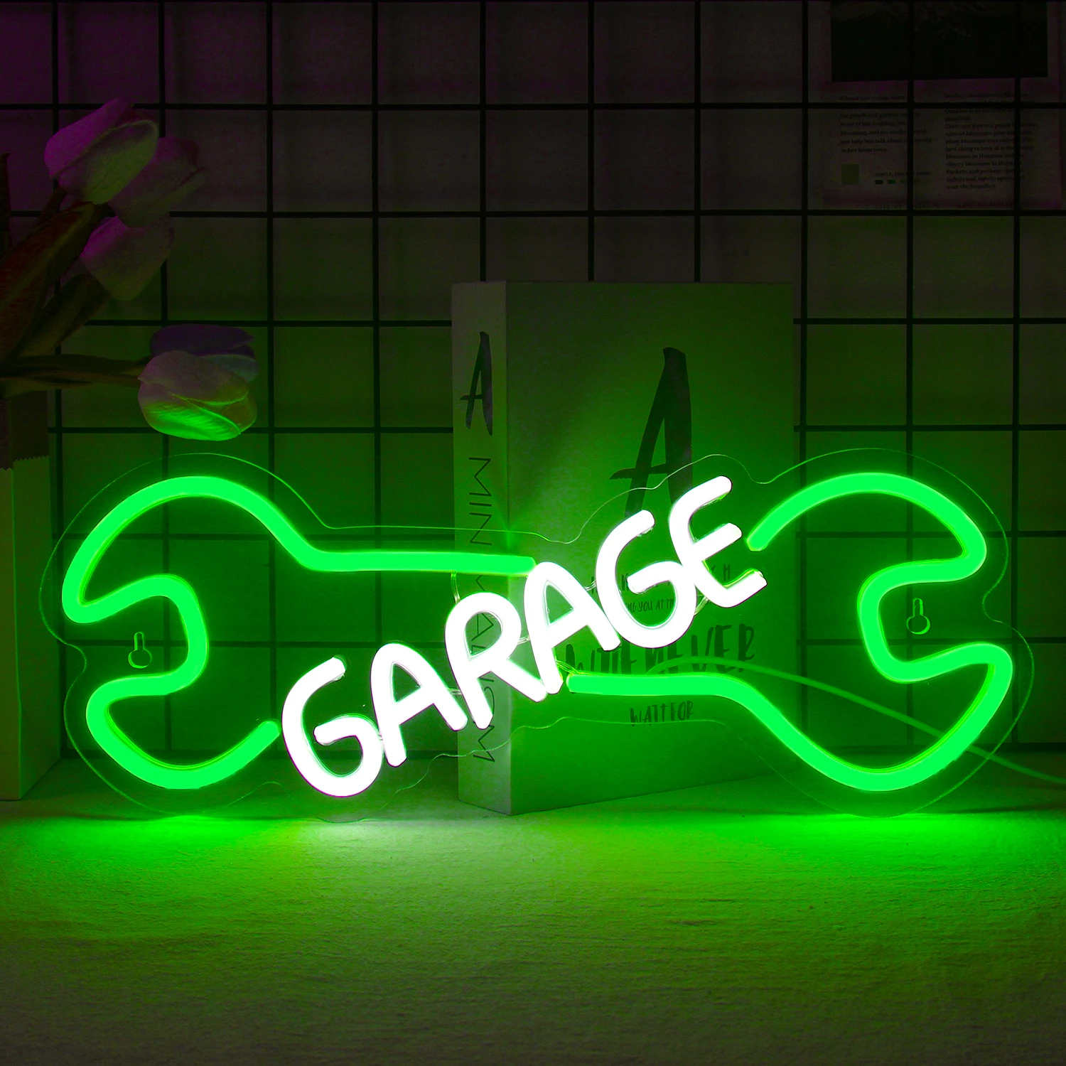 Garage Neon Sign LED Neon Light Up Signs Suitable for Birthday Party Bedroom Man Cave Garage Auto Repair Shop Wall Decor Gift