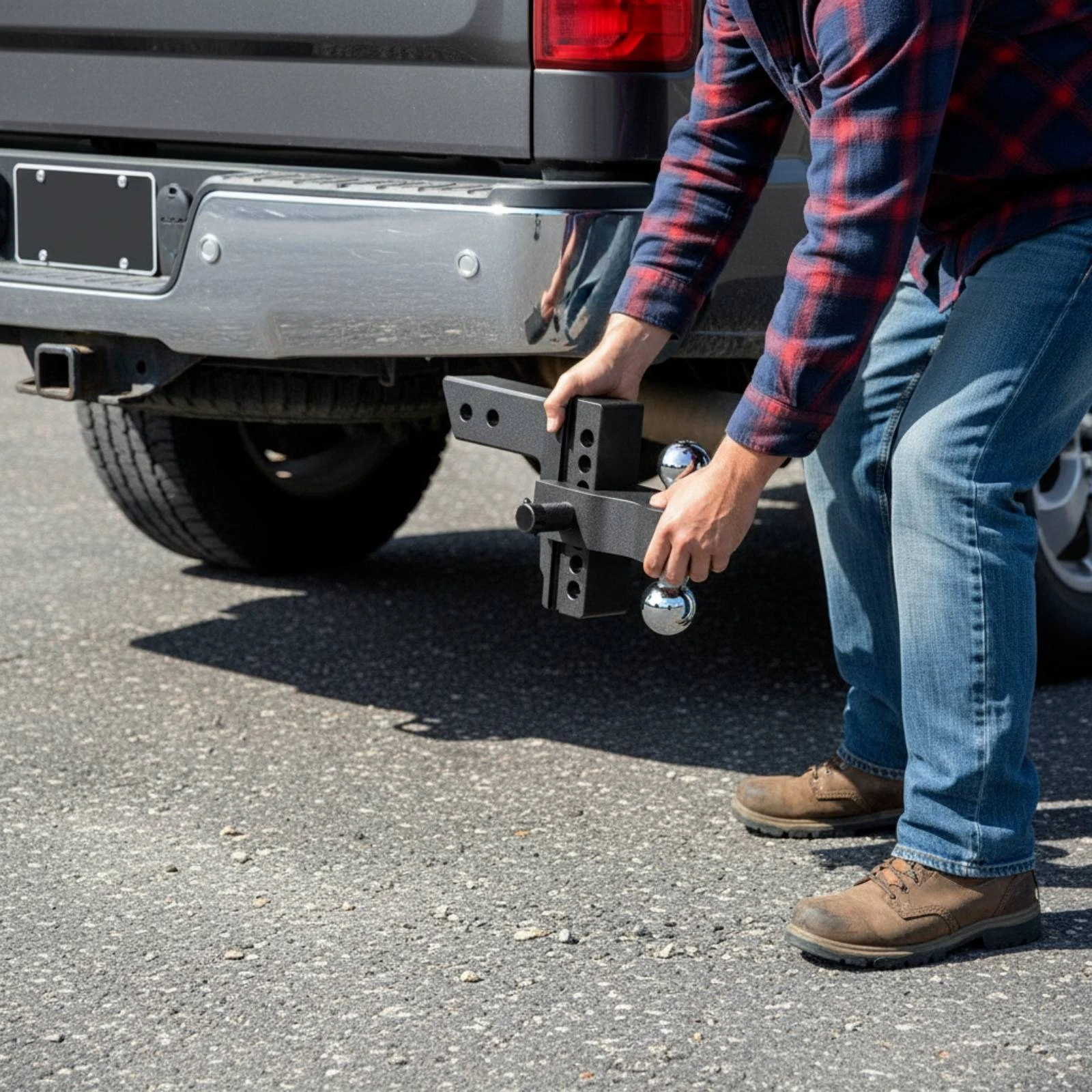 Adjustable Hitch Lockable Adjustable Trailer Hitch Ball Mount Adapter Long-Lasting for Towing, Hauling