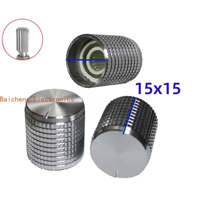 

10PCS Universal flower shaft hole 6mm silver pineapple aluminum alloy knob 15X15 potentiometer coding band switch button cap