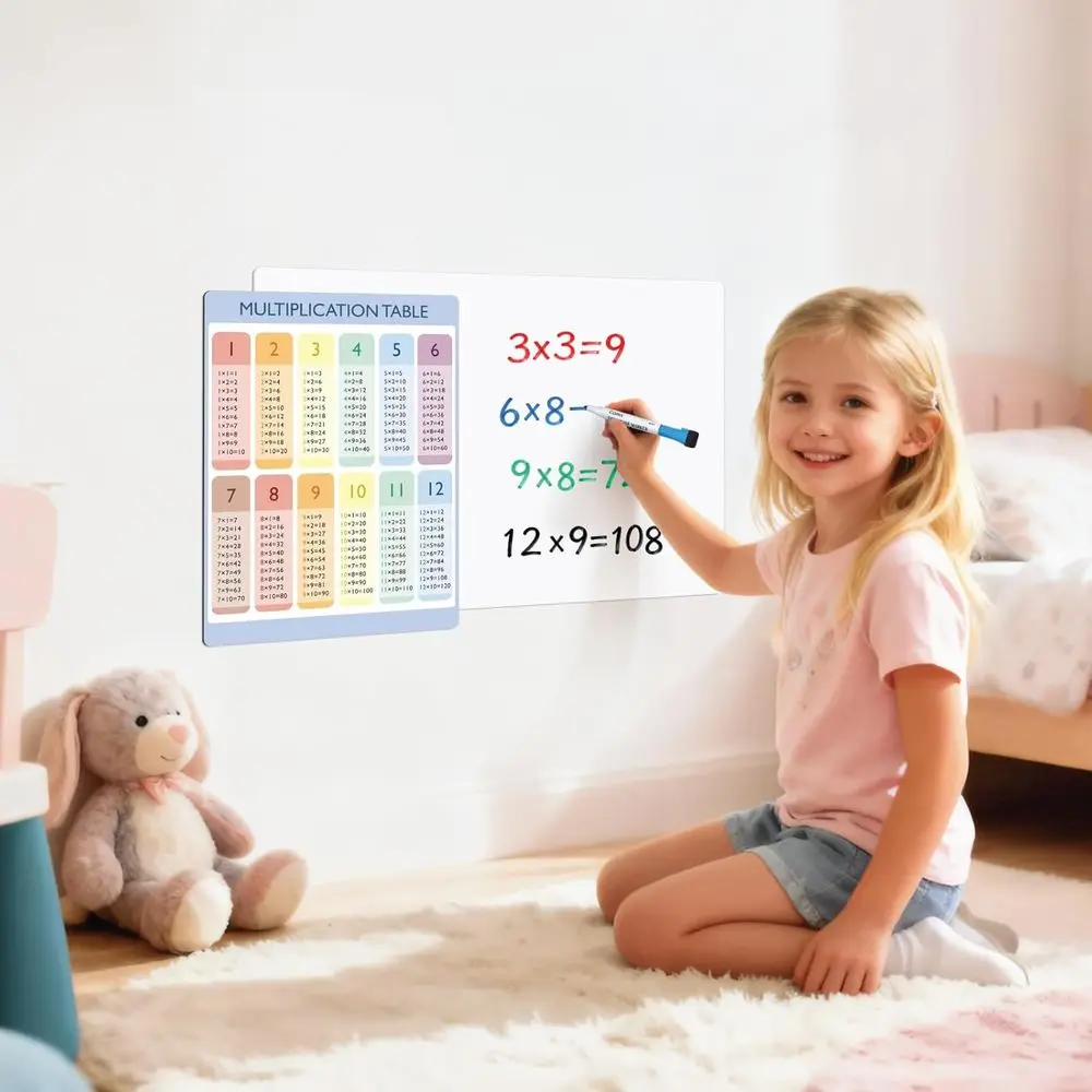 سبورة بيضاء مغناطيسية على الحائط، مقاس 26 × 17، مخططات الرياضيات التعليمية للأطفال، مثالية للمنزل والفصول الدراسية #4