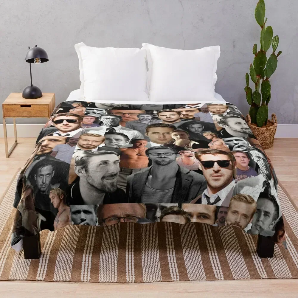 

Ryan Gosling Collage Throw Blanket Flannel Camping Bed Fashionable warm for winter Blankets