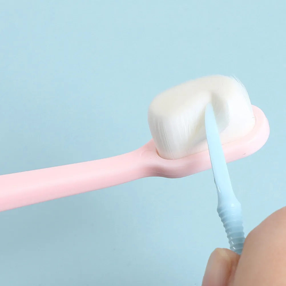 2Pcs Small Head Toothbrush Superfine Bristles Ergonomic Handle Oral Cleaning Tool Perfect Postpartum Oral Care Sky Blue Pink