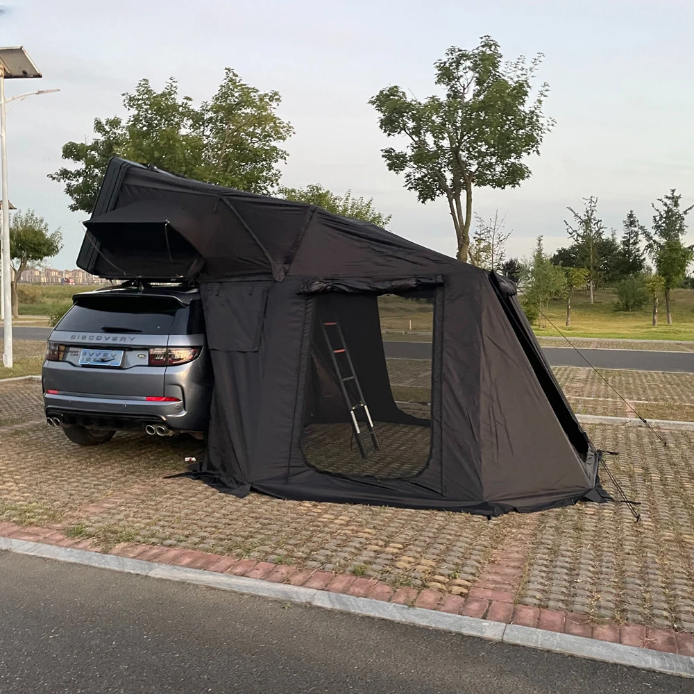 Waterproof Sunshade Folding roof tent camping family roof top tent for SUV Semi-auto Hard Top Roof Top Tent with Annex