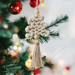 Boho Christmas Decor Macrame Xmas Holiday Wall Pendant Handmade Wall Art Cotton Hanging Ornament Macrame Chrismas Tree Gift