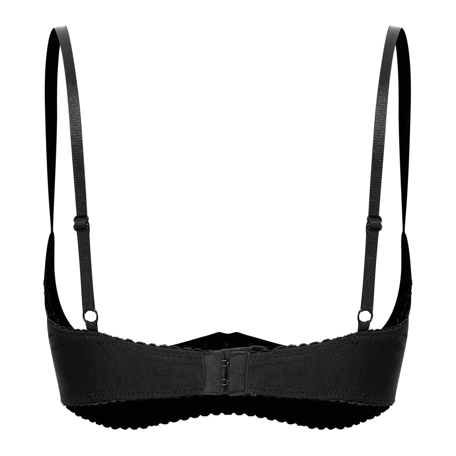 Womens Underwire Half Cup Push Up Balconettes Underwear Sparkly Rhinestone Open Chest Bra Lingerie Bare Exposed Breast Brassiere