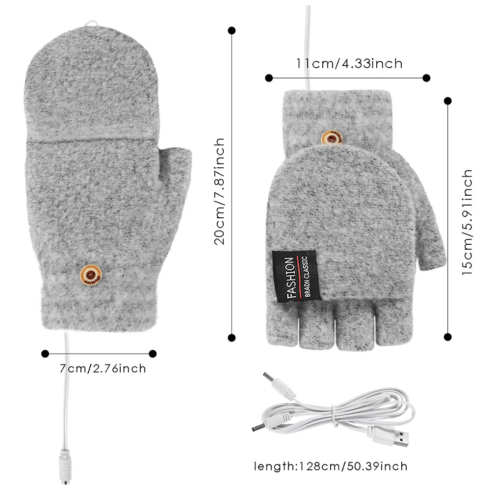 Guantes calefactados eléctricos para hombre y mujer, calentador de manos recargable por USB, reutilizable, cálido, para invierno