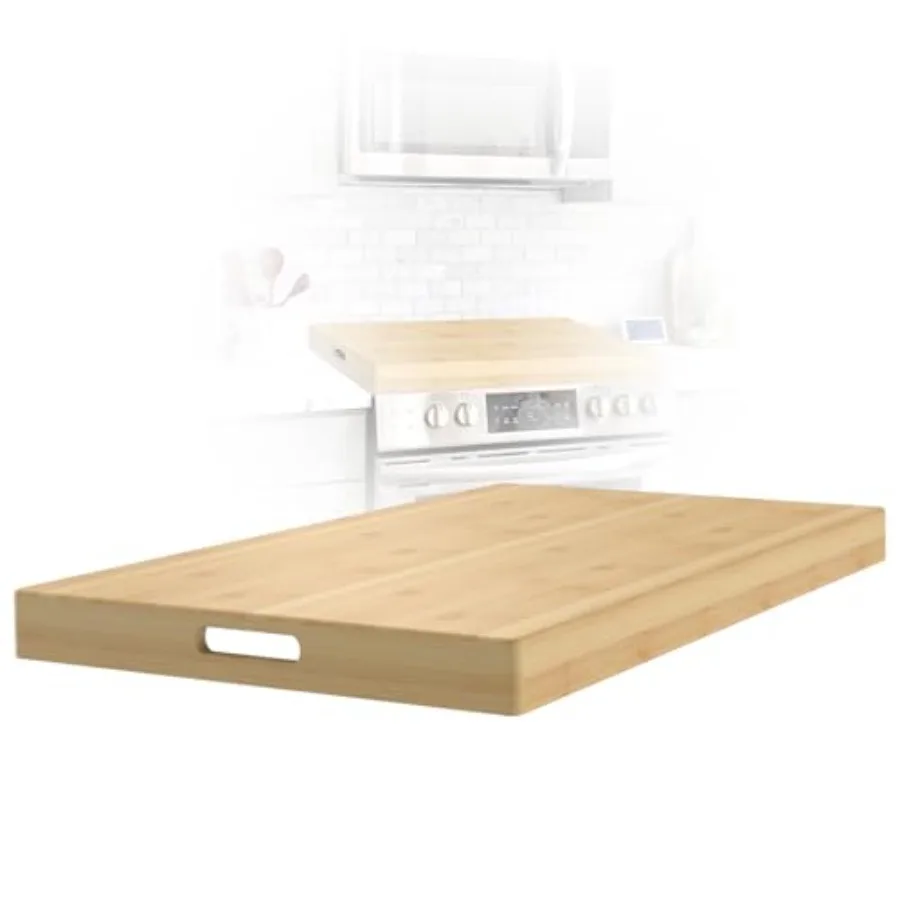 

Bamboo Noodle Board Stove Cover for Electric and Gas Stoves - Sink Cover 30"L x 22"W x 2.5H" - Double-Sided able