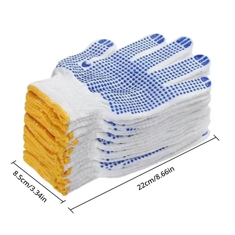 12 Pairs Work Gloves With Anti Slip Grip, PVC Dots Safety Cotton Protection ,For Painter, Mechanic Industrial Construction