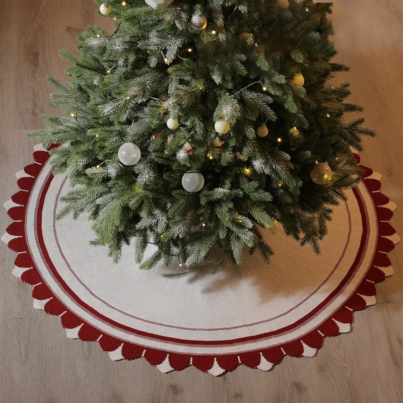 

Christmas Decorations Christmas Tree Skirt 48 Inch Fringed Edge Terry Cedar Knitted Christmas Bottom Apron Holiday Arrangement