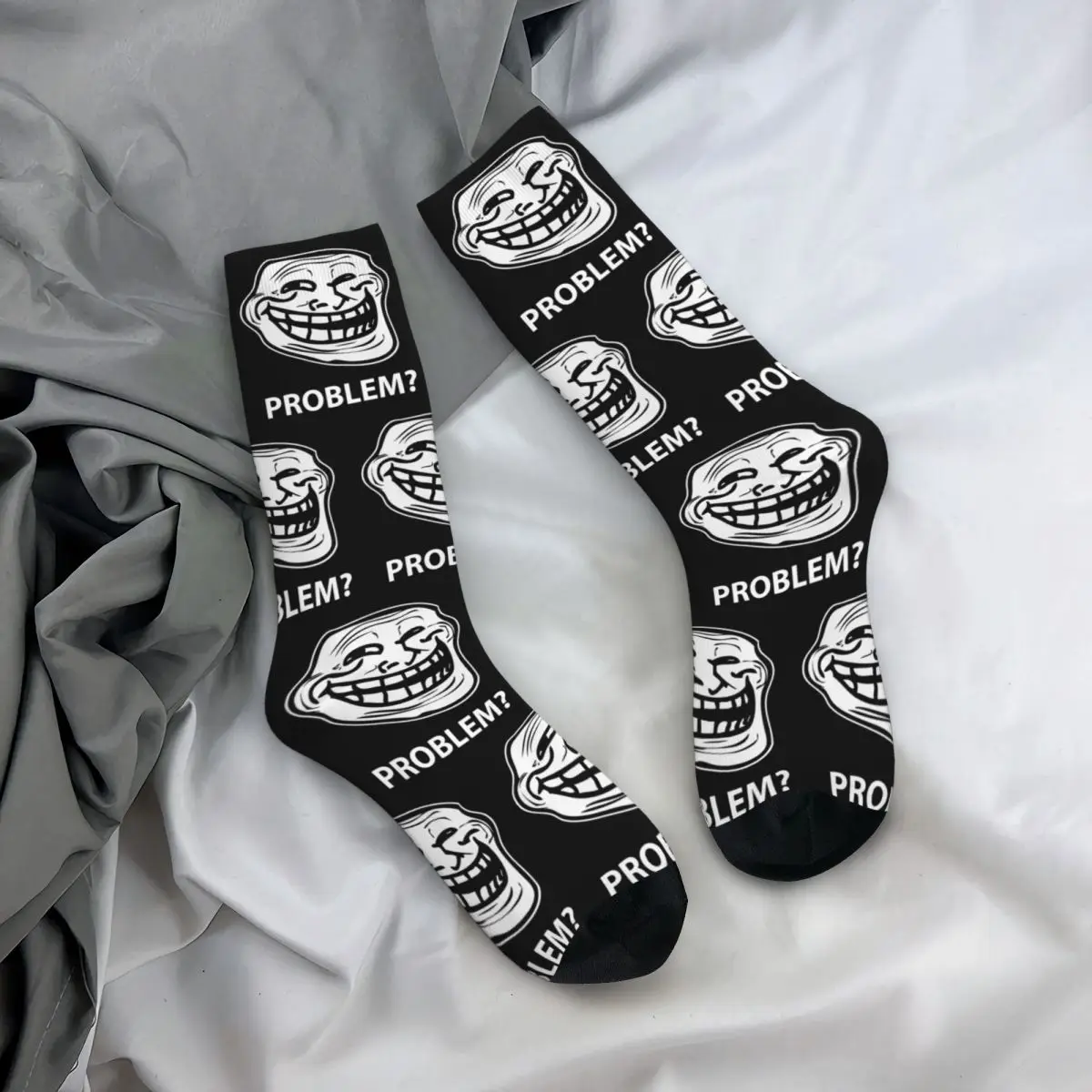 Licensed You Mad Troll Face Meme Problem Socks Men Women Funny Happy Socks Summer Autumn Winter Middle Tube Stockings Gift