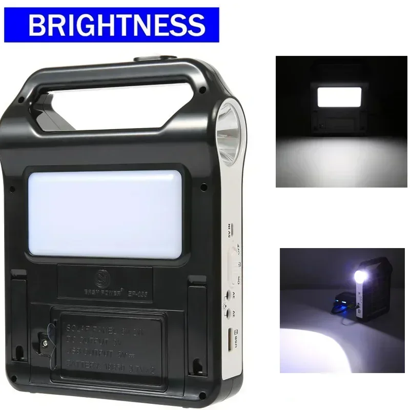 6V Solar Panel Power Station Portable Rechargeable Generator System USB Charger LED Light for Home Camping Emergency Travel