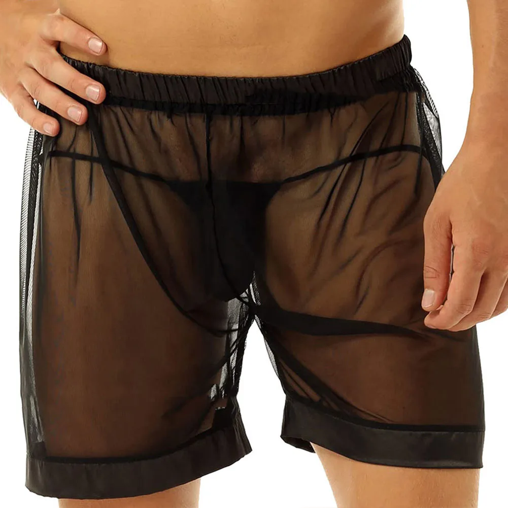 

Мужское сексуальное женское белье, сетчатые шорты, сексуальное нижнее белье, прозрачное тонкое нижнее белье, эластичные длинные боксеры, мужские дышащие трусы