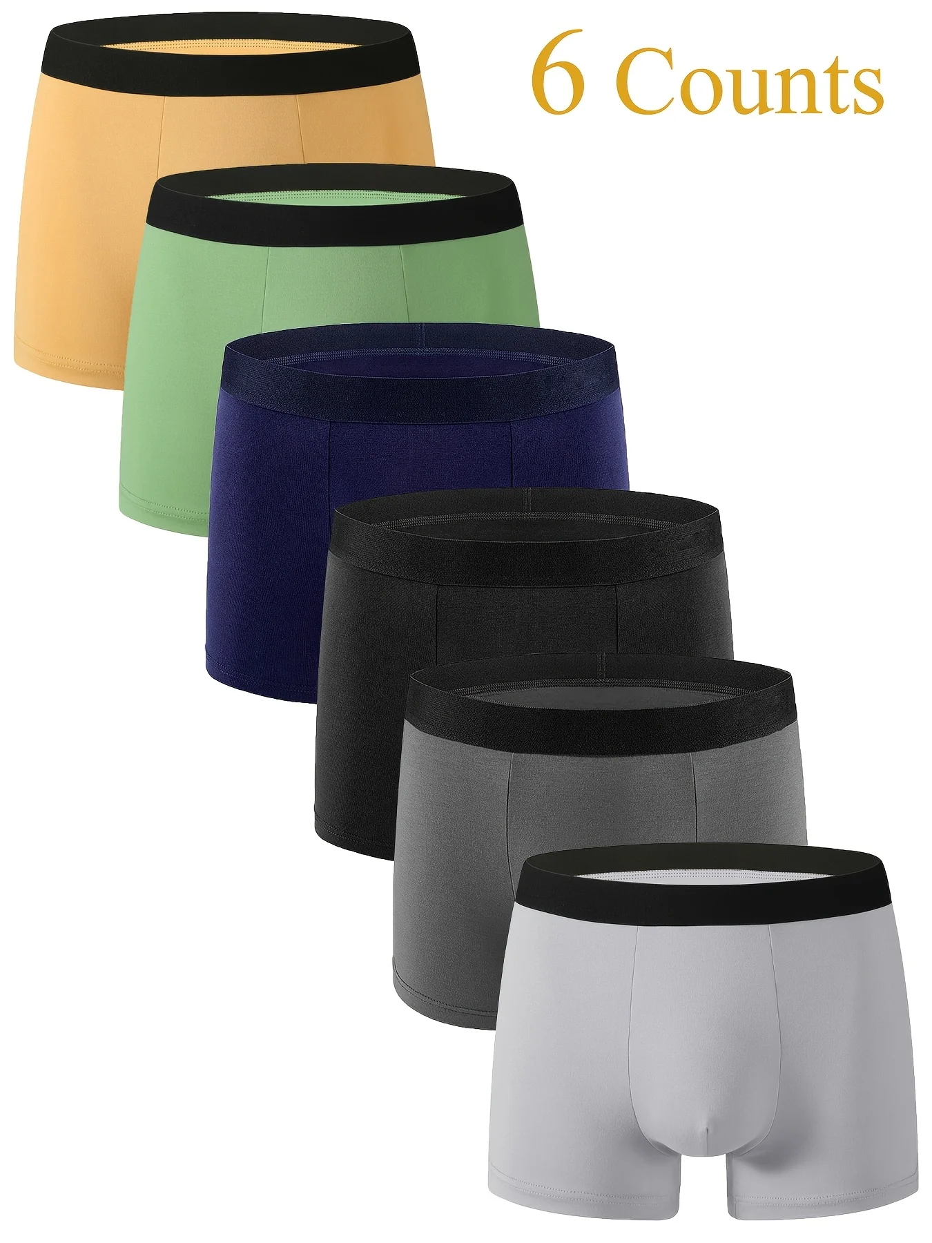 

Men's 6-Pack Milk Silk Boxers - Stylish Contrast Waistband, Colorful Set