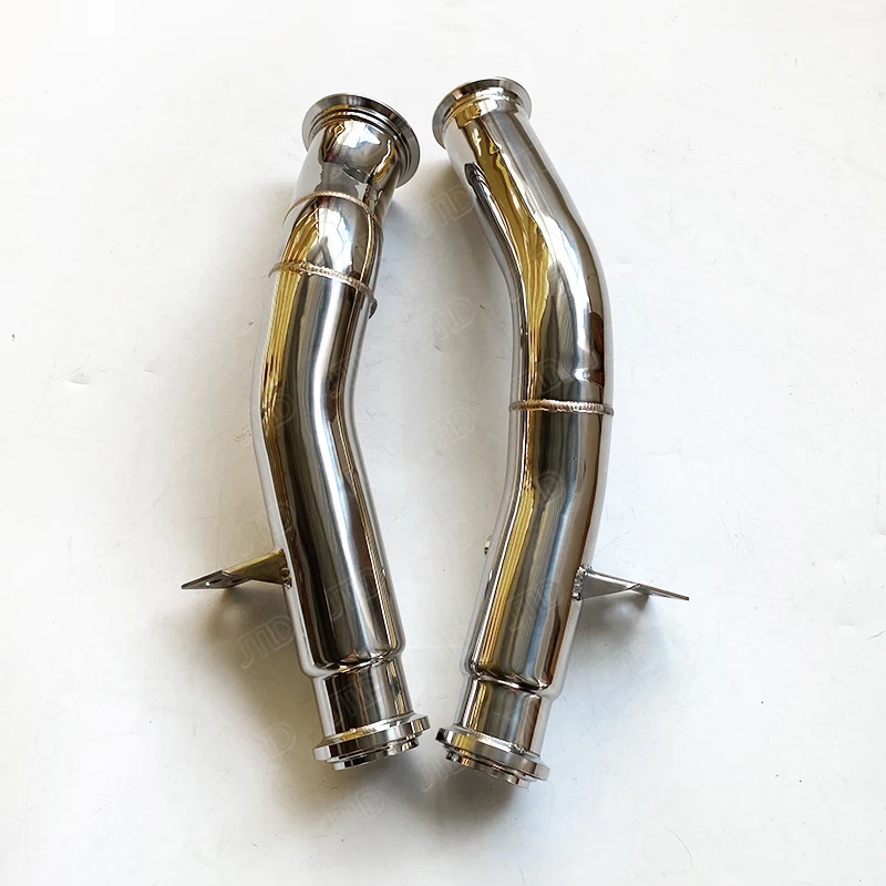 

JTLD for Mercedes W205 C43 Mirror Finish Performance Downpipe Polished 304SS Catless Front Pipe Heat Shield 1.5mm Thickness Top