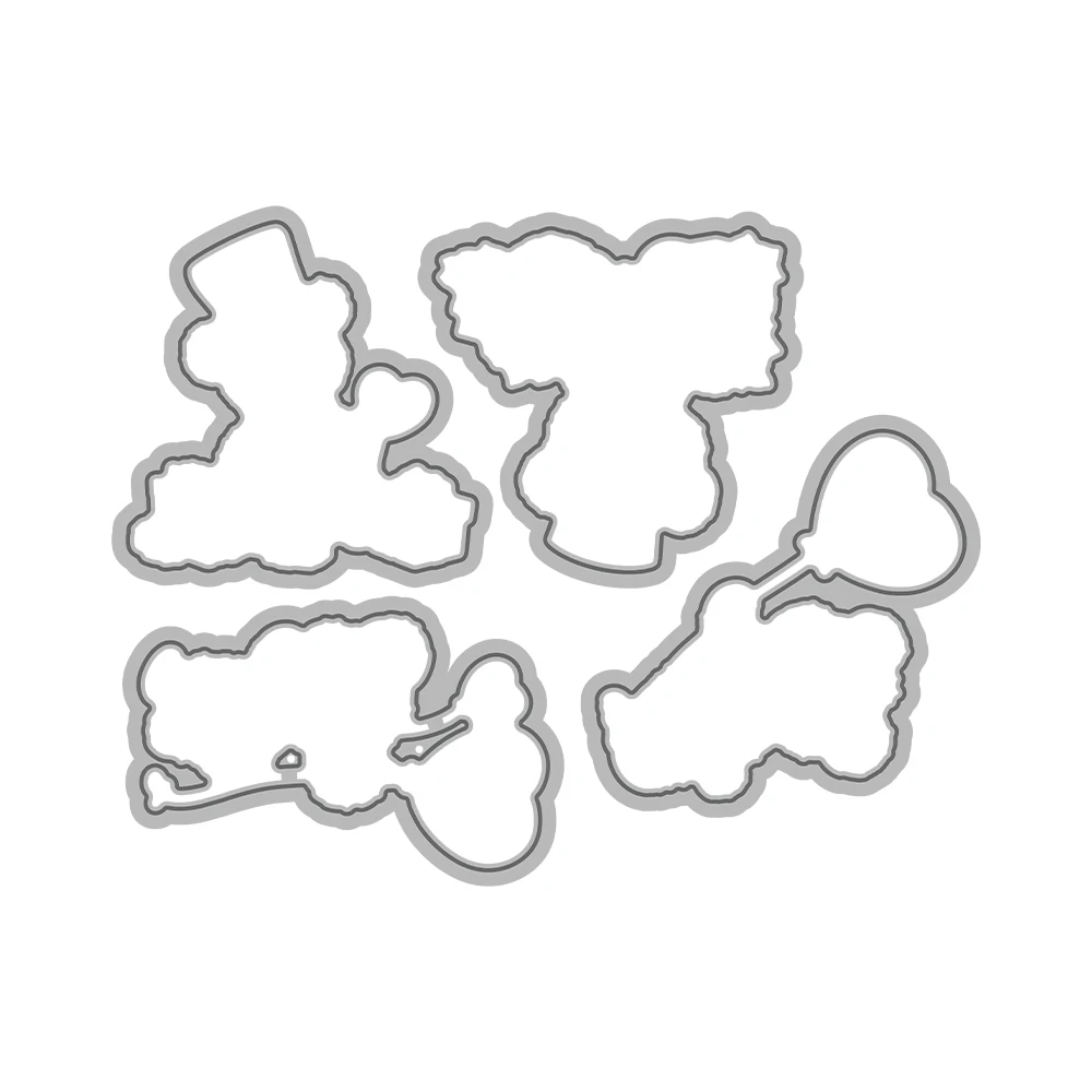 Mangocraft Valentine\'s Day Love Cute Bears Cutting Dies Clear Stamp DIY Scrapbooking Metal Dies Silicone Stamp For Cards Albums