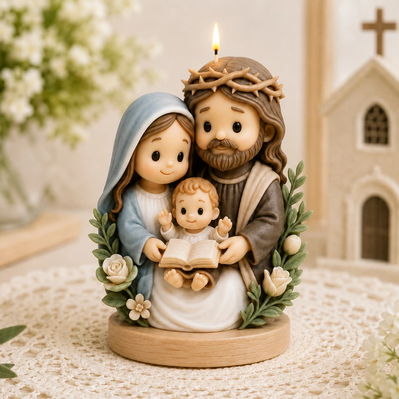 3D-Silikonform „Heilige Familie“, geeignet für DIY-Projekte wie Duftkerzen, Harzhandwerk, handgemachte Seifen oder Heimdekoration.