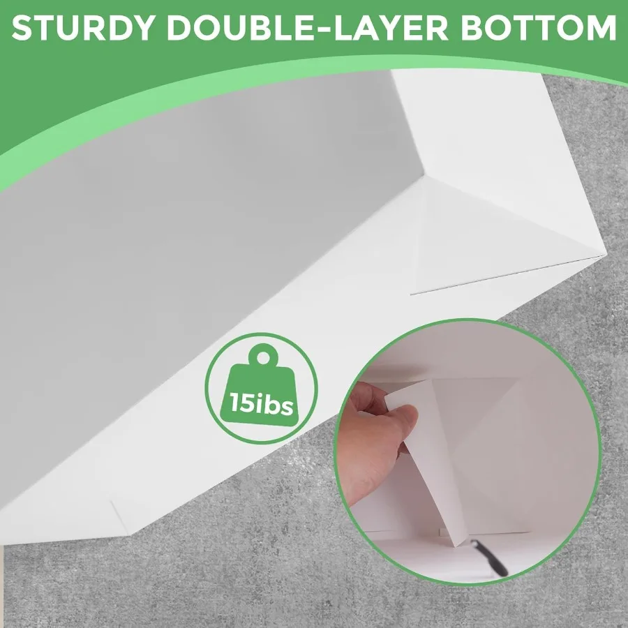 Extra große weiße Geschenktüten mit Griffen, 40,6 x 30,5 cm, 3 Stück, große Geschenktüten aus Papier, ideal für Partydekorationen, Einkaufen, Spree Birt