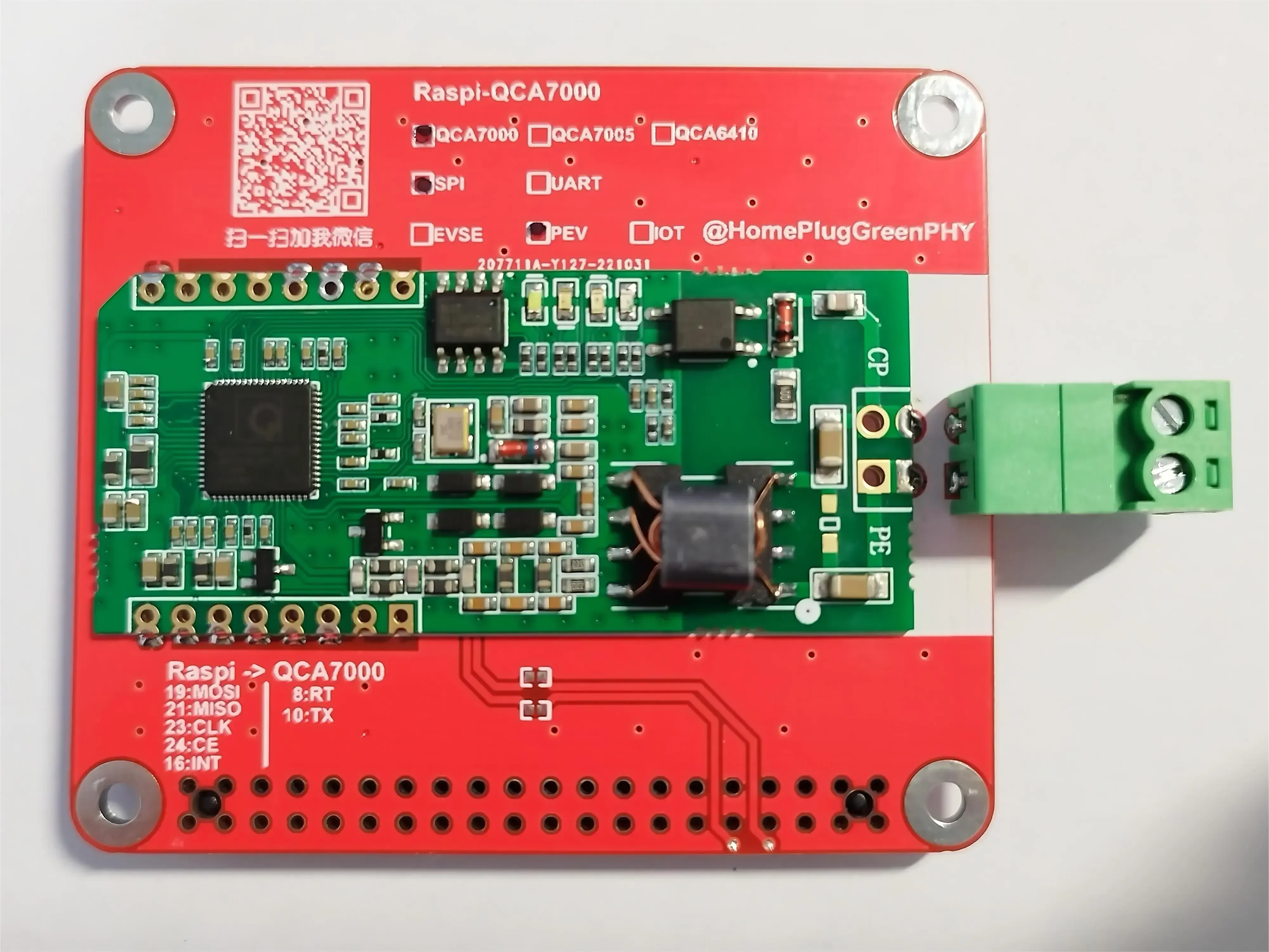 QCA7000/7005 Development Board Home Plug Green PHY/ISO15118 Raspberry