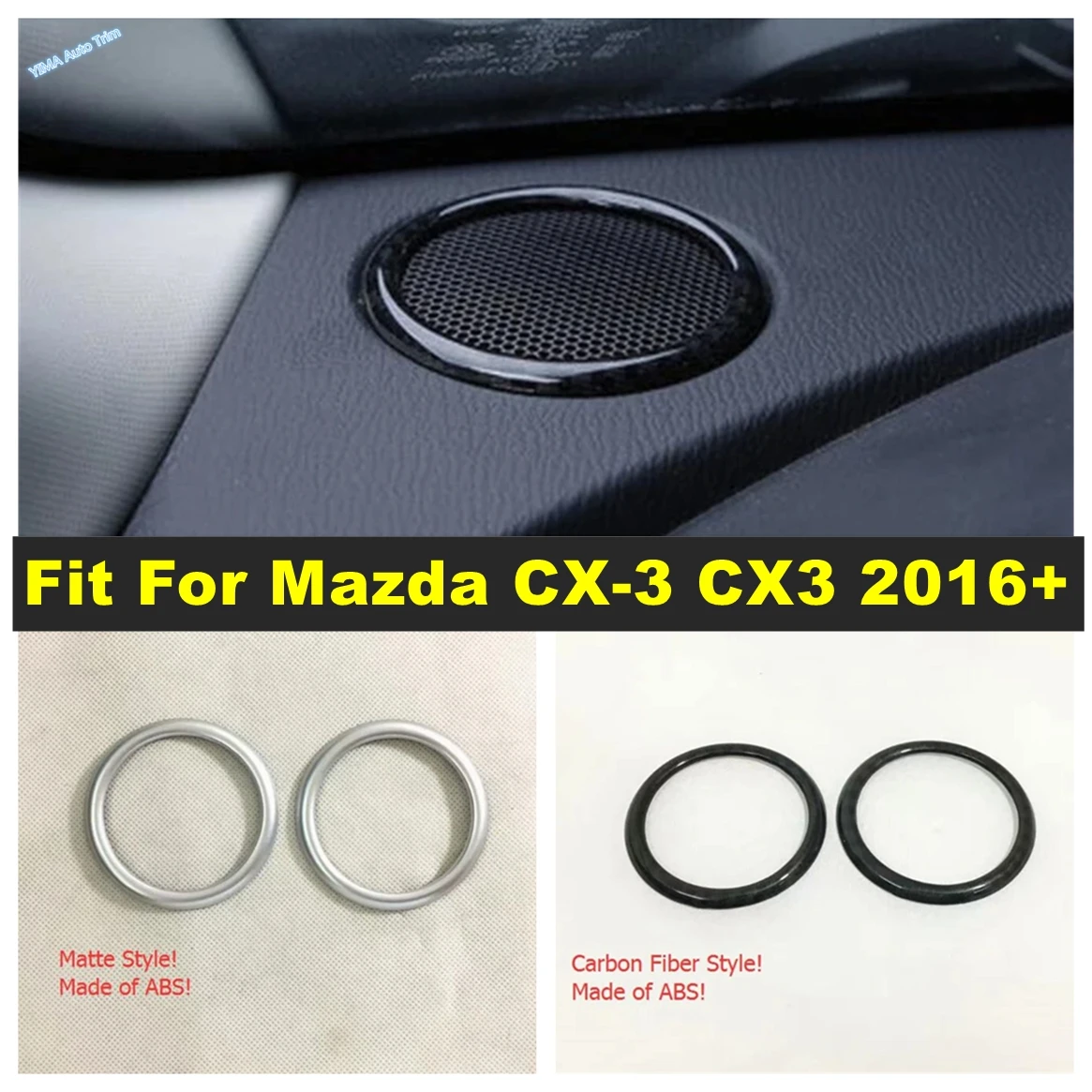 

Car Dashboard Stereo Speaker Audio Loudspeaker Frame Cover Trim Fit For Mazda CX-3 CX3 2016 - 2021 ABS Interior Accessories Kit