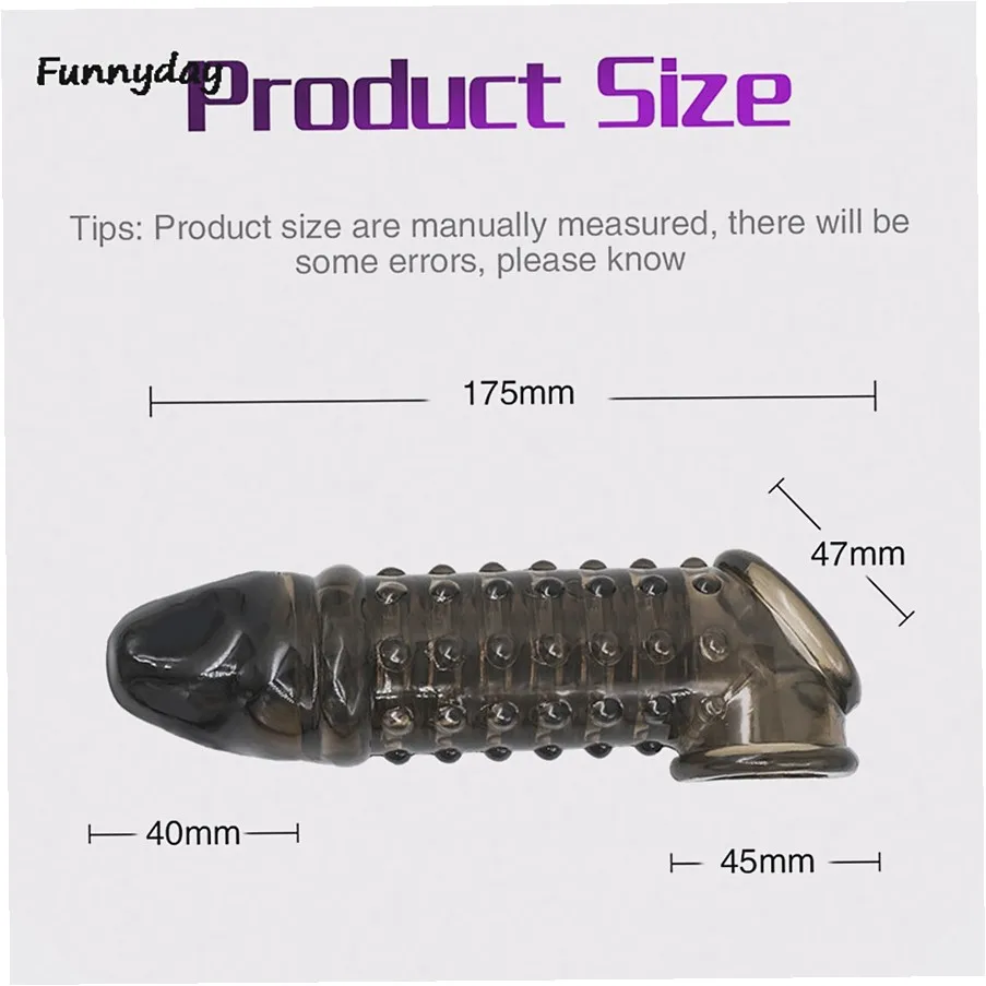 Silicone Penis​ Sleeve Cap Extention Enlargement Condoms Sex Toys for Men  For Men Enlargement Condoms Glans Cover view 2