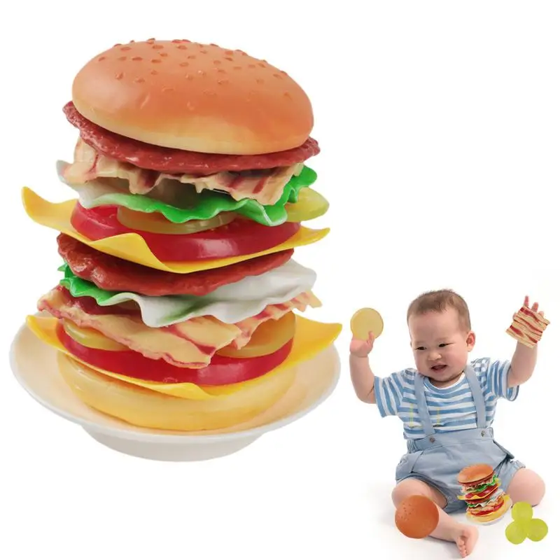 

Montessori Stacking Toys Stacking Balancing Game With Rich Simulated Hamburger Ingredients Stacking Toys For Toddlers With