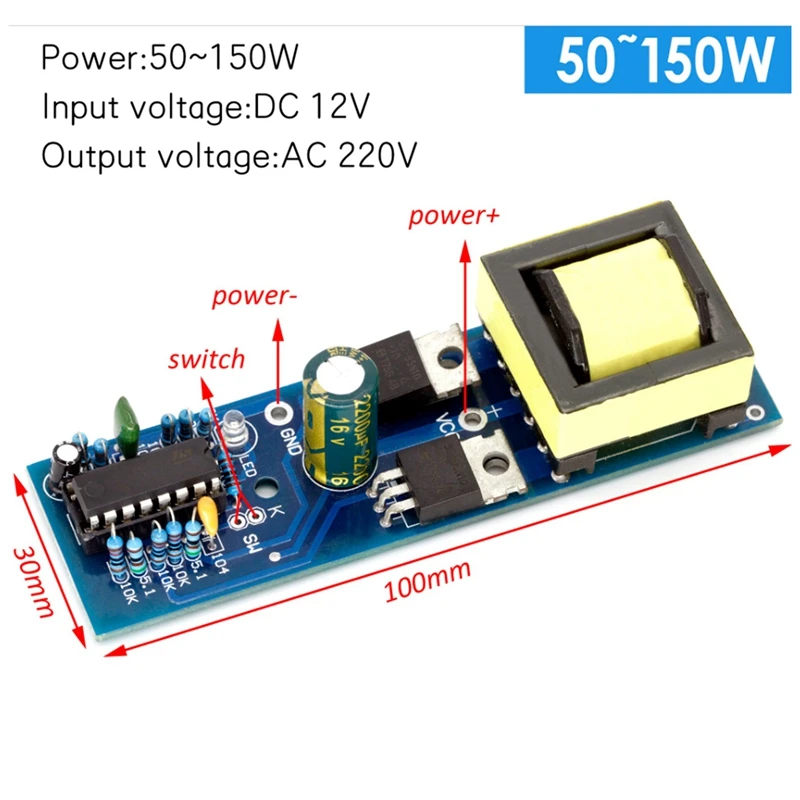 150W Inverter Boost DC-AC Converter Module DC DC 12V To 220V Boost Module Power Inverter